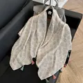 Lightweight summer floral shawl with colorful tassels for women - 180cm / Pastoral Pink & Green Floral