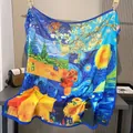 Detalle de un gran pañuelo cuadrado de seda con estampado de Van Gogh y textura de satén - Estampado de Retazos al Óleo (Tipo de flor-7#)