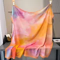 Pañuelo de satén con estampado de acuarela en tonos naranja y rosa vivo detalle - Estampado en Spray Artístico de Tonos Cálidos (Tipo de flor-13#)