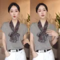 Elegant floral print thin silk scarf for women stylish lightweight neck accessory - Vintage Rose