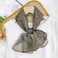 Elegant brown leopard print chiffon scarf ribbon for women's stylish spring wear - Romantic Brown