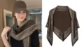 Vintage brown paisley print triangle scarf for women, elegant neck wrap bandana - 136cm / Brown