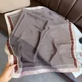 Elegant brown and cream geometric print square silk scarf for neck tie or bag accessory - LQ-6