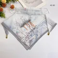 Breathable UV protection sunscreen face mask scarf with traditional Chinese pavilion print - 50*50CM / Pavilion Floral