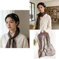 Elegant striped long silk scarf for women in thin gauzy texture for spring summer - Old Times