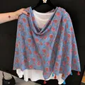 Elegant vintage floral print lightweight shawl scarf with tassel fringe for early autumn - 180cm / Water Lilies