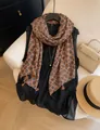 Vintage Maillard style floral printed lightweight silk scarf with decorative tassel edges - 180cm / Warm Brown Paisley