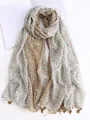 Vintage floral printed scarf shawl with soft lightweight texture for an elegant autumn look - 180cm / Khaki Beige Floral