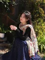 Vintage floral print lightweight silk-feel shawl for elegant early autumn style - 180cm / Fragrant Gardenia