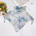Breathable sun protection silk scarf face mask with bamboo print and calligraphy, style KZ-5 - 50*50CM / Bamboo Ink Print