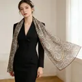 Elegant women's long paisley scarf made of thin gauze fabric for versatile styling - Silk Road Flower Paisley