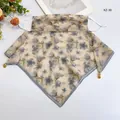 Breathable floral print sun protection face scarf for women, elegant summer style - 50*50CM / Blue-Grey Floral