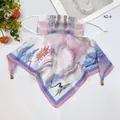Elegant UV protection face mask scarf with pink landscape print and breathable fabric - 50*50CM / Light Pink Landscape (KZ-9)