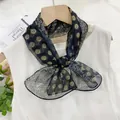 Elegant sheer scarf with retro circular patterns for versatile neck styling - Navy Blue Paisley