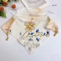 Breathable silk sunscreen face mask scarf with floral print and magnetic clasp for women - 50*50CM / Off-White Orange Floral