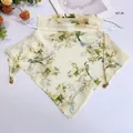Floral sun protection face mask scarf with ear loops and decorative pendants in yellow - 50*50CM / Light Yellow Flower and Bird