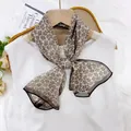 Elegant brown paisley print thin sili yarn silk scarf ribbon for women necktie - Brown Small Paisley