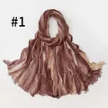 Elegant vintage gradient brown pleated long scarf with bohemian fringe for women - Brown Gradient Style (#1) / 190*75cm