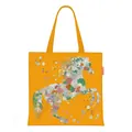 Close-up of vibrant orange canvas tote bag featuring a colorful floral horse design. - 40x40cm / Orange