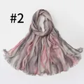 Vintage ethnic style crinkled long scarf featuring pink and grey gradient stripes for women - Pink Gray Gradient Style (#2) / 190*75cm