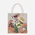 Detailed shot of the artistic Van Gogh floral oil painting on this canvas tote bag - Anemone