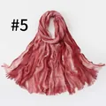 Vintage style red gradient pleated rayon scarf for women with fringe details #5 - Dark Red Gradient Style (#5) / 190*75cm