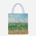 Detail view of Van Gogh's Wheat Field with a Lark print on a stylish canvas tote bag. - Lark
