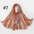 Vintage ethnic style gradient orange pleated long scarf with delicate fringe detail - Gray Orange Gradient Style (#7) / 190*75cm