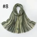 Vintage ethnic style crinkled rayon scarf with green gradient stripes - Green Gray Gradient Style (#8) / 190*75cm