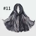 Retro gradient pleated rayon scarf in grey and black shades with frayed edges - Gray Black Gradient Style (#11) / 190*75cm