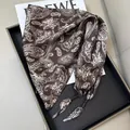 Elegant brown paisley pattern triangular silk waist scarf featuring stylish beaded ties - Dark Brown Paisley (Style 7)