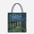Premium canvas tote bag featuring Van Gogh's Starry Night Over the Rhône painting - Starry Night Over the Rhone