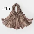 Vintage gradient brown pleated ethnic style rayon long headscarf with frayed edges - Dark Light Brown Gradient Style (#15) / 190*75cm