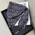 Elegant black and white patterned silk triangular scarf for versatile waist or head styling - Wave Geometric Floral (Style 58)