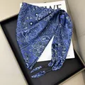 Blue paisley pattern silk triangle scarf with beaded accents for waist styling elegance - Blue Paisley (Style 38)