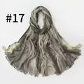 Viscose pleated long headscarf with vintage gray and yellow gradient stripes #17 - Gray Brown Beige Gradient Style (#17) / 190*75cm