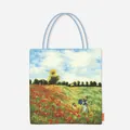 Canvas tote bag featuring a vibrant Impressionist field of poppies oil painting print. - Poppy