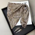 Elegant brown paisley pattern triangle silk waist scarf with decorative beaded charms - Earth Tone Paisley (Style 37)