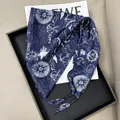 Navy blue nautical print triangular scarf with compass and anchor patterns - Dark Blue Nautical Elements (Style 57)