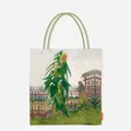 Artistic detail of the Van Gogh sunflower oil painting printed on a canvas tote bag - A Sunflower
