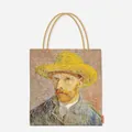 Detailed view of the Van Gogh Self-Portrait print on a high-quality canvas tote bag. - Self-Portrait
