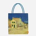 Durable artistic Van Gogh oil painting canvas tote bag featuring The Yellow House art print - Street View