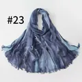 Vintage blue gradient pleated rayon long scarf with fringe edges and striped pattern - Blue Gradient Style (#23) / 190*75cm