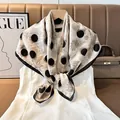 Elegant French style polka dot floral 90cm square scarf for sun protection and fashion - 20