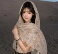 Elegant vintage Maillard style printed scarf with tassels for autumn outfits - 180cm / Desert Mountains