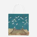 Artistic canvas tote bag featuring classic Chinese Auspicious Cranes oil painting print - Auspicious Crane