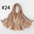 Ethnic style pleated rayon scarf with brown and purple gradient stripes pattern - Brown Purple Gradient Style (#24) / 190*75cm