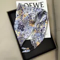Elegant vintage style blue and yellow patterned triangle waist scarf with beaded ties - Retro Ethnic Print Style (款式-75)