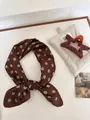 Elegant brown silky square scarf featuring stylish white circular pattern prints - 70cm / Brown Polka Dot