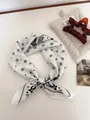 Elegant white silk-like square bandana featuring black paisley and star pattern prints - 70cm / Star Paisley